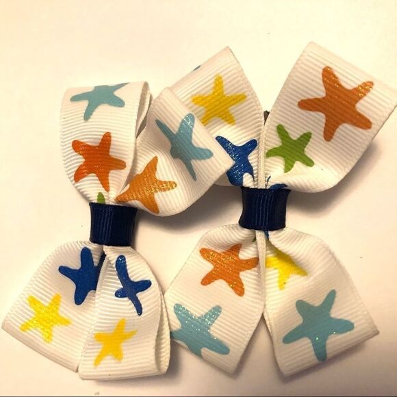 Bow pair hair bows accessories star fish beach NEW - Picture 11 of 15